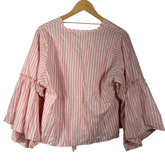 NWT Lavender Field Striped Tie Front Top Size Large - Picture 2 of 8